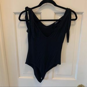 Nasty Gal black cotton bodysuit with ties